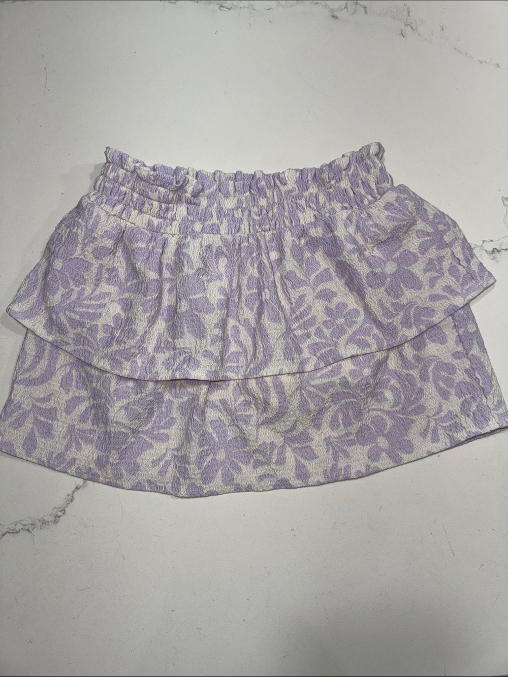 Old Navy Lavender and Cream Floral Tiered Skort